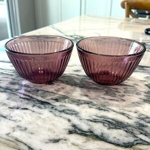 Pyrex Ribbed Amethyst Clear Purple 7401-S 3 Cup 750 ML set of 2 Made in the USA